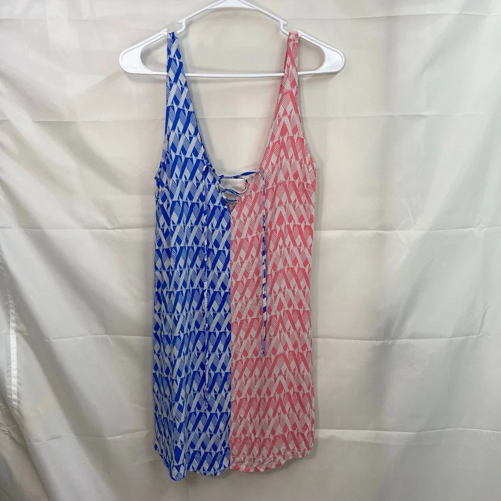 Nordstrom BP women's dual colored blue pink sleeveless‎ v-neck mini dress summer